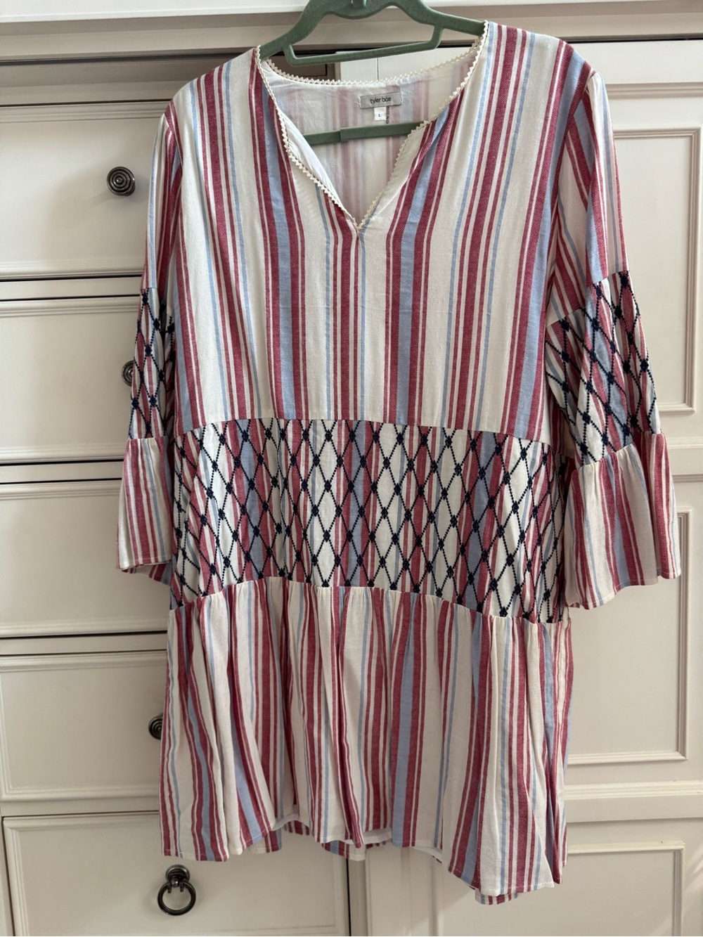 Tyler Boe Women’s Striped Tunic Dress in Red and Blue